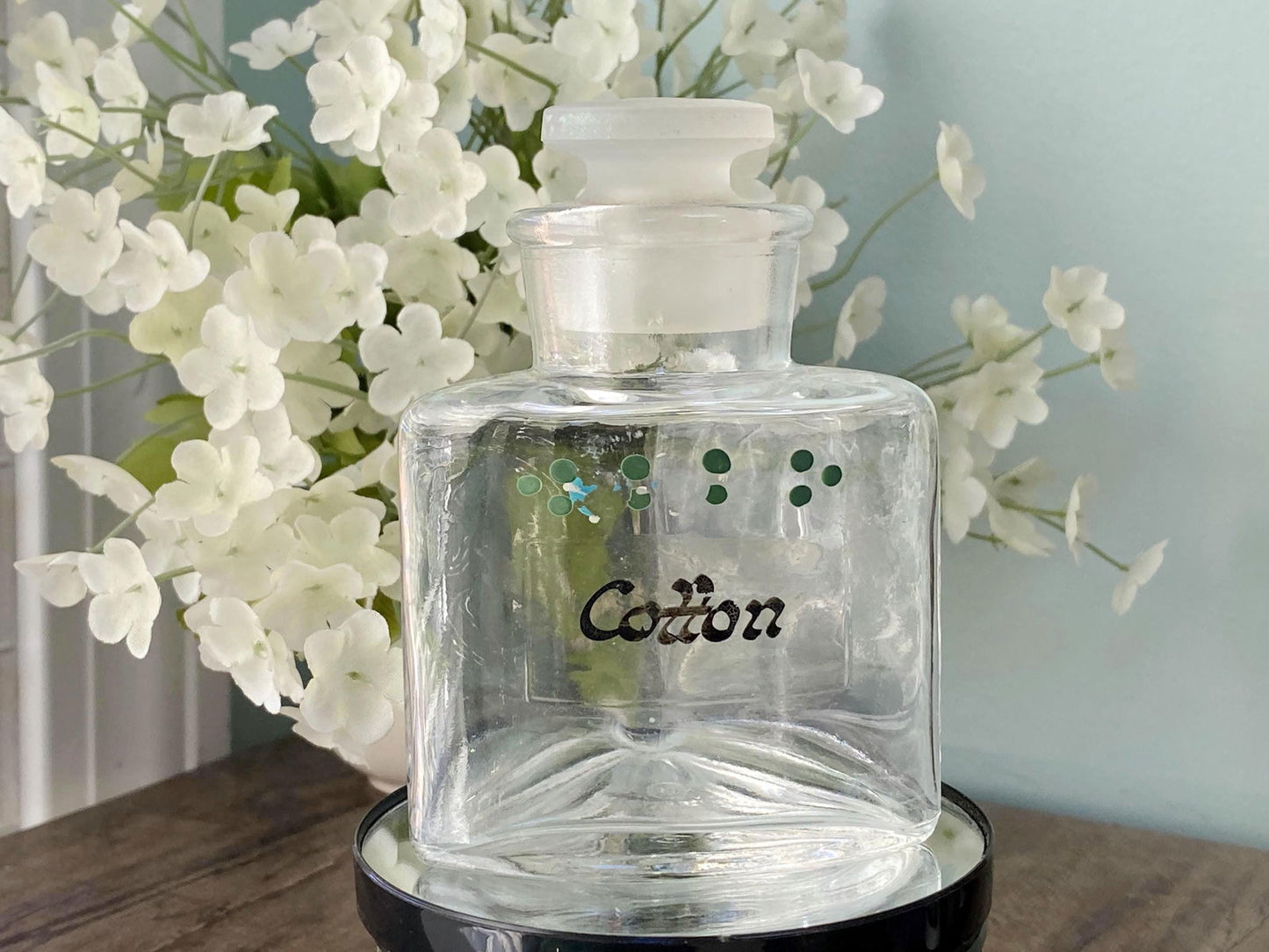 Vintage Triangular Glass Cotton Jar - Duckwells