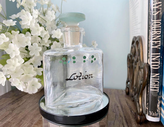 Vintage Triangular Glass Lotion Jar - Duckwells