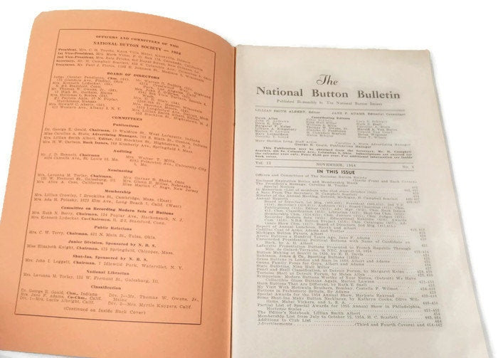 Vintage National Button Society Bulletins at Duckwells
