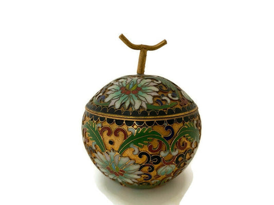 Vintage Chinese Cloisonne Enamel Trinket Box