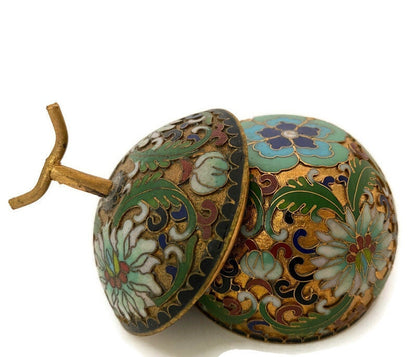 Vintage Chinese Cloisonne Enamel Trinket Box