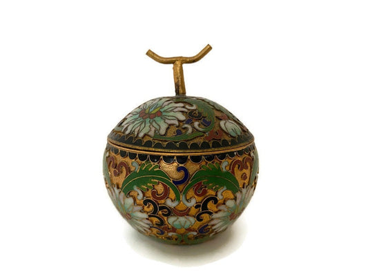 Vintage Chinese Cloisonne Enamel Trinket Box