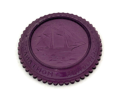 Vintage Pairpoint Glass Cup Plates Barnstable Massachusetts Schooner Montana at Duckwells