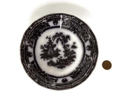 Antique Bowl, PW & Co. Black and White English Transferware at Duckwells