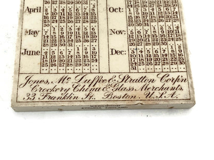 Antique Wedgwood Boston Calendar Tile