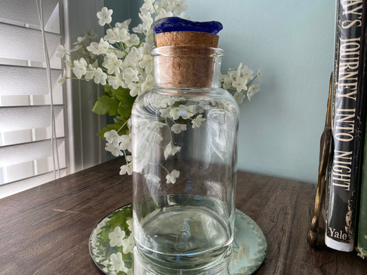 Vintage Apothecary Jar with Cork and Glass Stopper