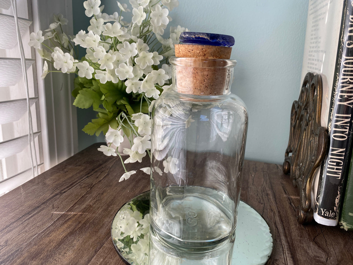 Vintage Apothecary Jar with Cork and Glass Stopper