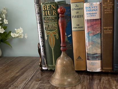 Vintage Brass Dinner Bell with Wood Handle