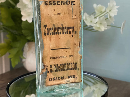 Vintage Checkerberry Essence Bottle Union Maine