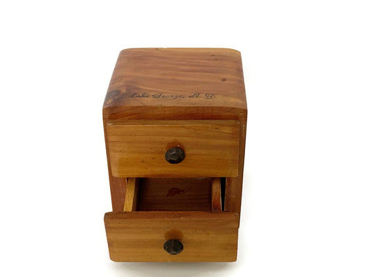 Vintage Cedar Box Souvenir of Lake George, New York