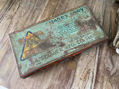 Vintage Plumbing Supply Tin, Handy Andy by Sexauer Washer Assortment