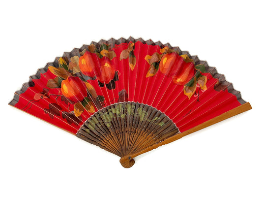 Vintage Wood and Paper Folding Fan