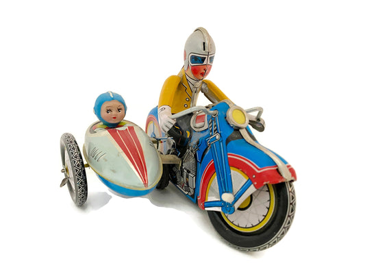 Vintage Tin Toy Motorcycle with Side Car by Schylling