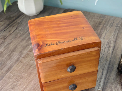 Vintage Cedar Box Souvenir of Lake George, New York