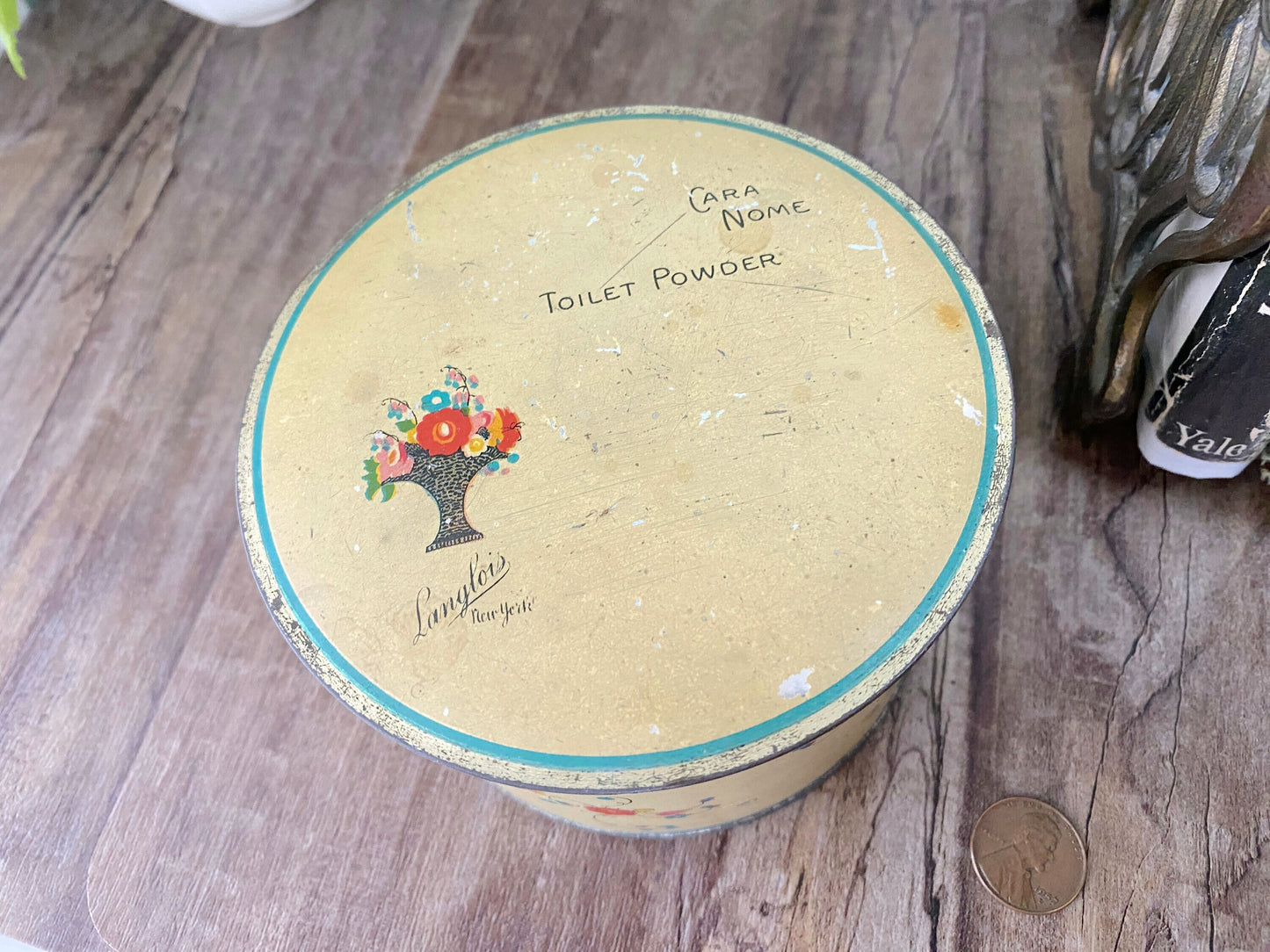 Vintage Dusting Powder TIn Cara Nome by Langlois New York