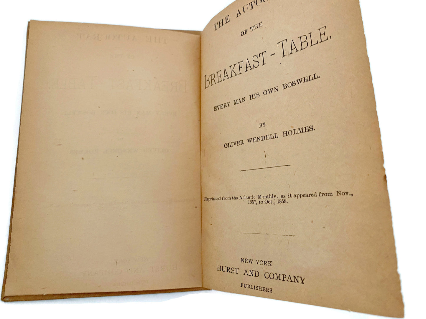 Antique Book by Oliver Wendell Holmes, Autocrat of the Breakfast Table