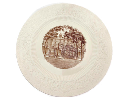 Vintage Brown University Souvenir Plate by Wedgwood, Van Wickle Gates
