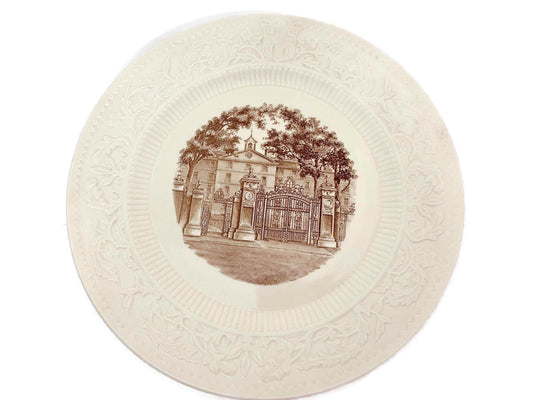 Vintage Brown University Souvenir Plate by Wedgwood, Van Wickle Gates