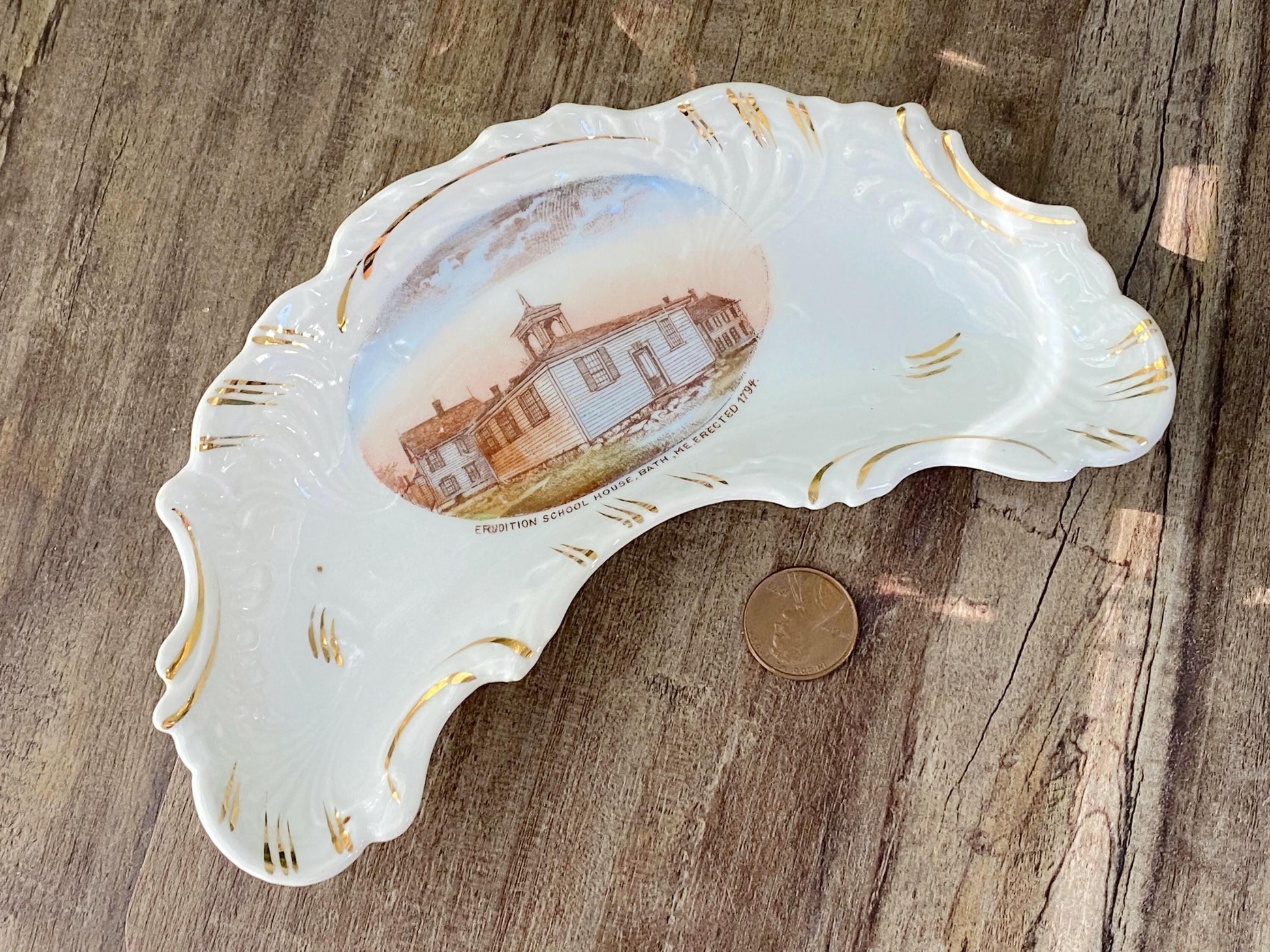 Antique Bath Maine German Porcelain Souvenir Dish at Duckwells