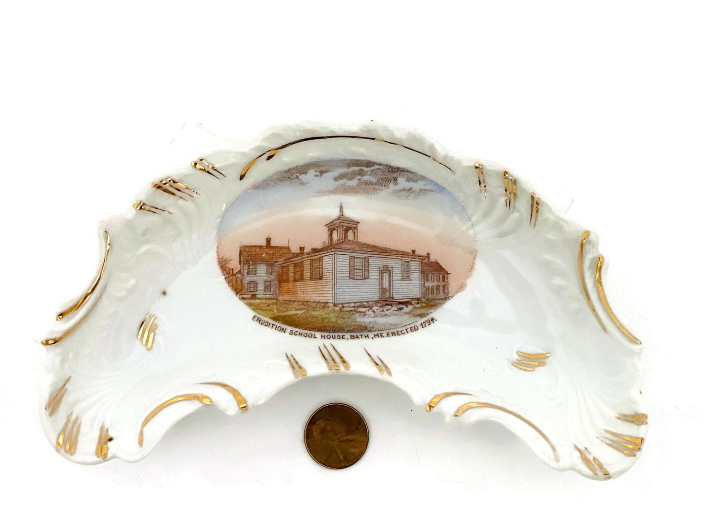 Antique Bath Maine German Porcelain Souvenir Dish at Duckwells