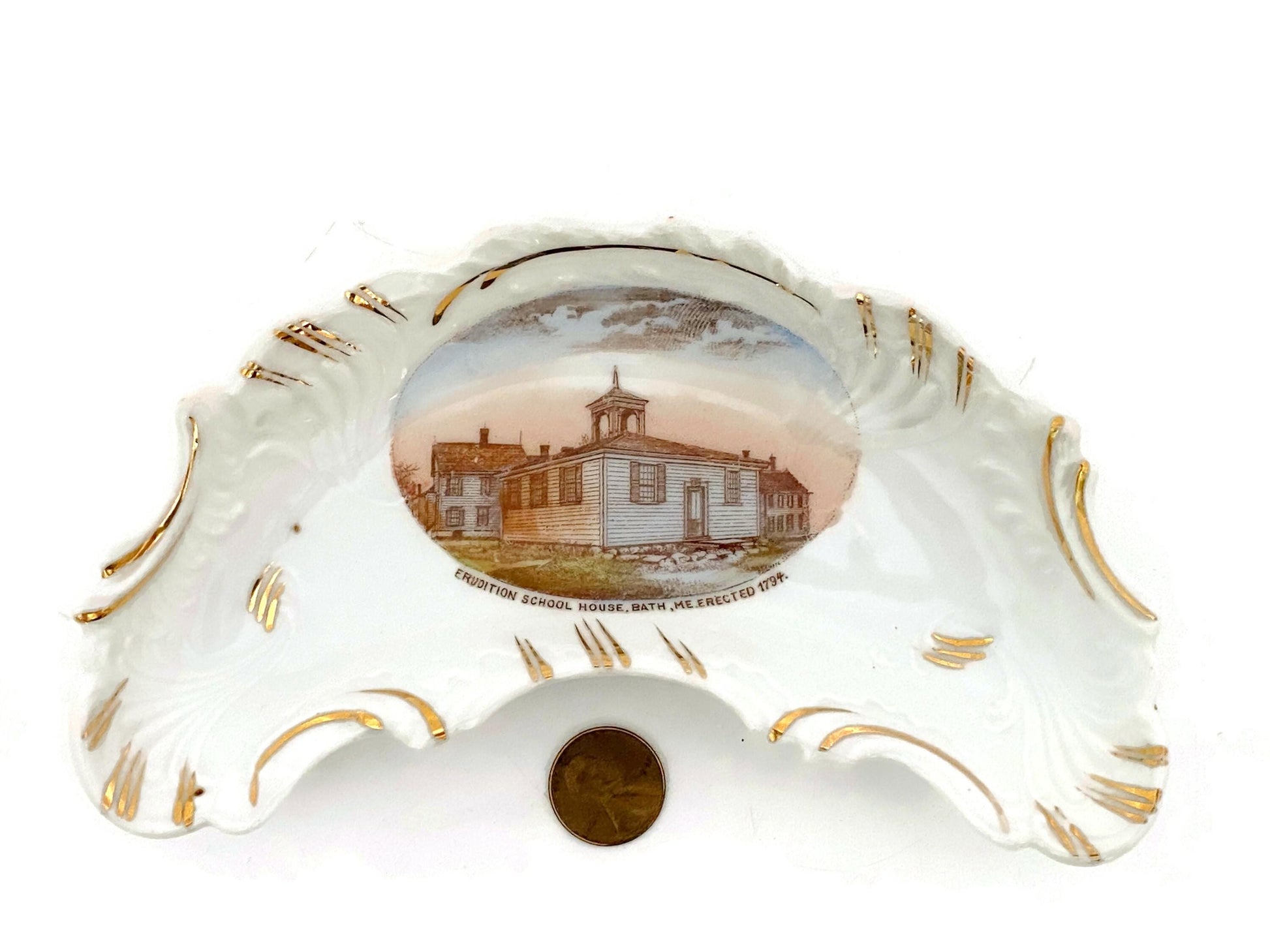Antique Bath Maine German Porcelain Souvenir Dish at Duckwells