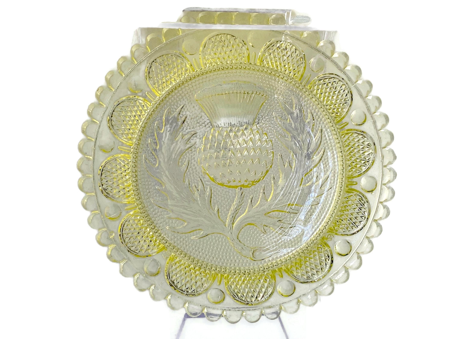 Vintage Pairpoint Glass Cup Plate Thistle #26 in Yellow at Duckwells