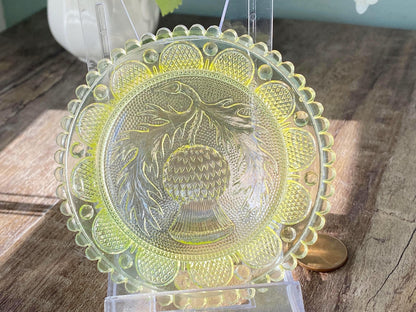 Vintage Pairpoint Glass Cup Plate Thistle #26 in Yellow at Duckwells