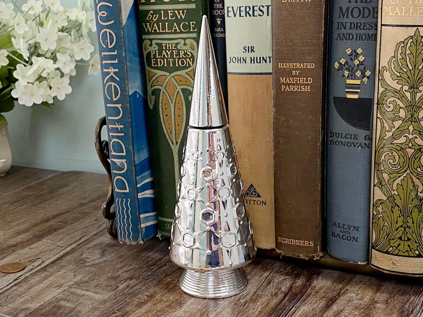 Vintage MCM Silver Christmas Tree Avon Bottle at Duckwells