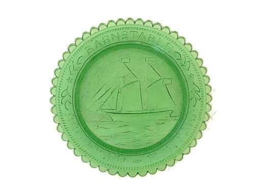 Vintage Pairpoint Green Glass Cup Plate at Duckwells