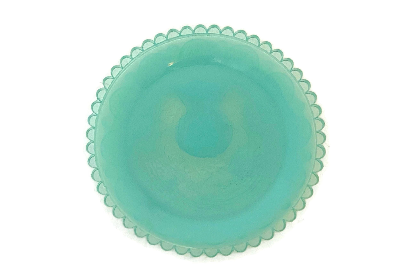 Vintage Pairpoint Glass Cup Plate Thistle #26 in Opalescent Teal at Duckwells