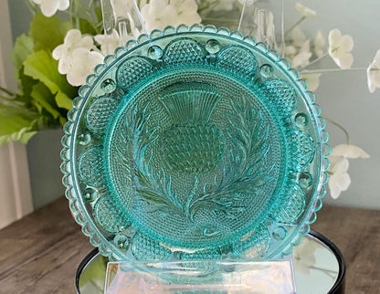 Vintage Pairpoint Glass Cup Plate Thistle #26 in Teal at Duckwells