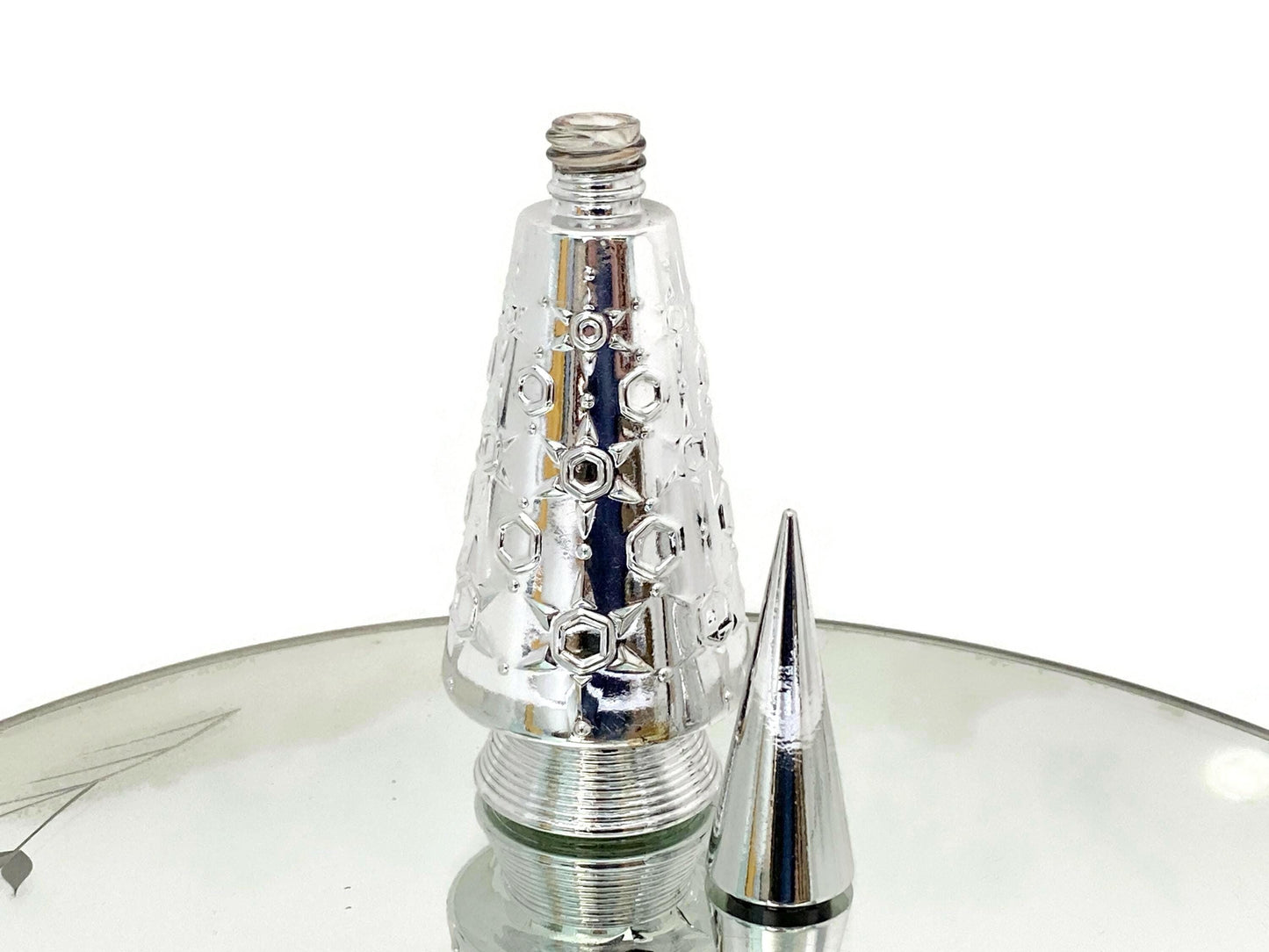 Vintage MCM Silver Christmas Tree Avon Bottle at Duckwells