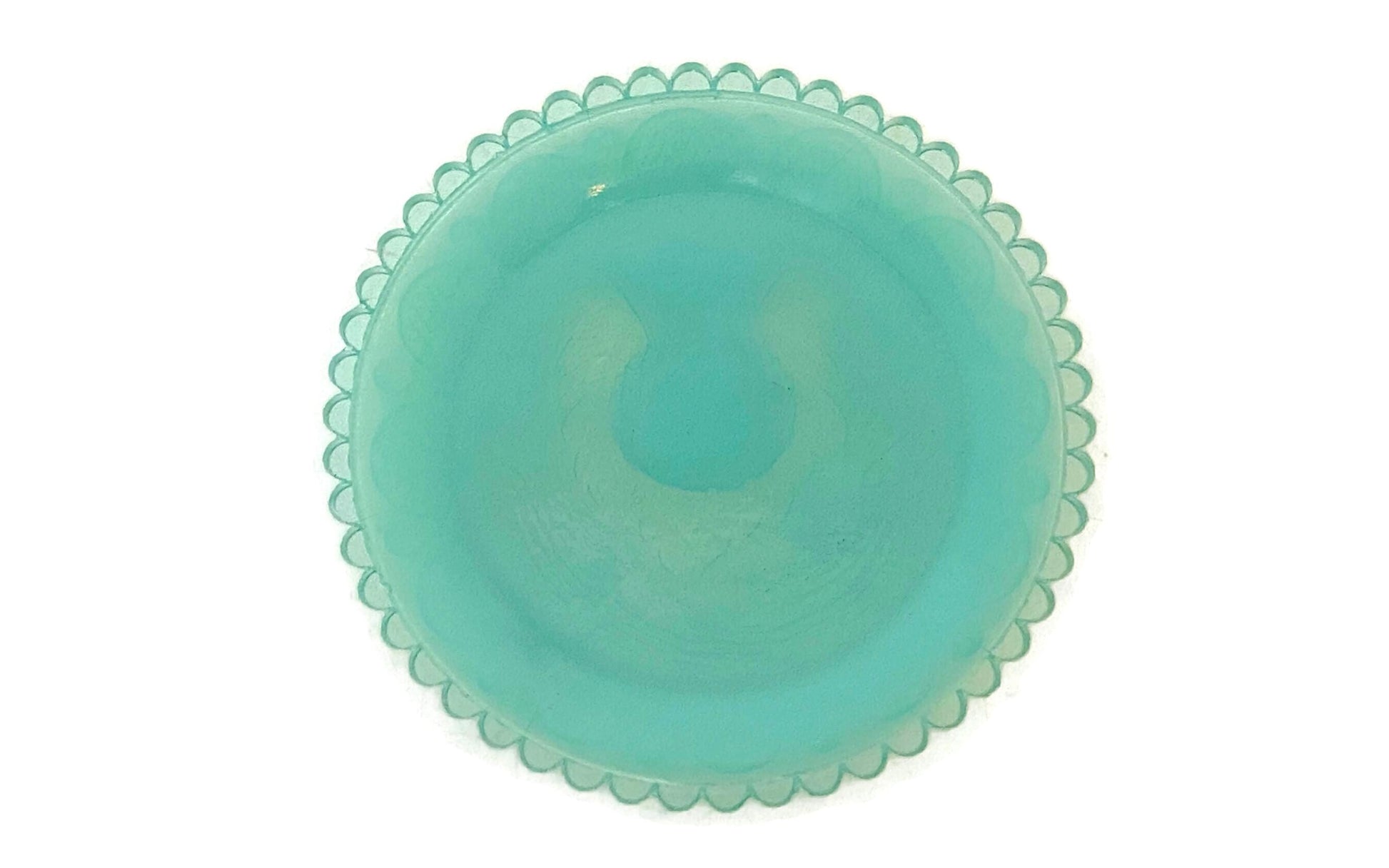 Vintage Pairpoint Glass Cup Plate Thistle #26 in Opalescent Teal at Duckwells