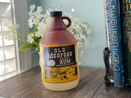 Midcentury Old Medford Rum Glass Bottle Massachusetts