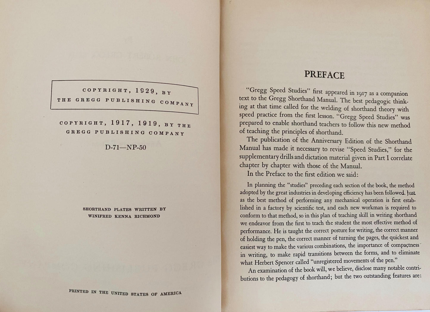 Vintage Gregg Speed Studies 1929 Shorthand Book