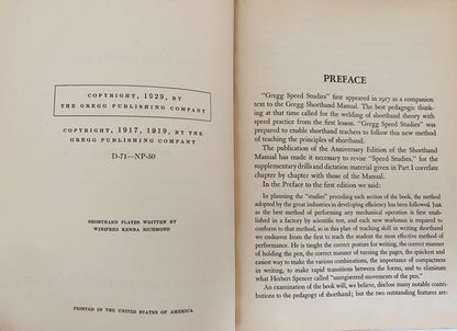 Vintage Gregg Speed Studies 1929 Shorthand Book