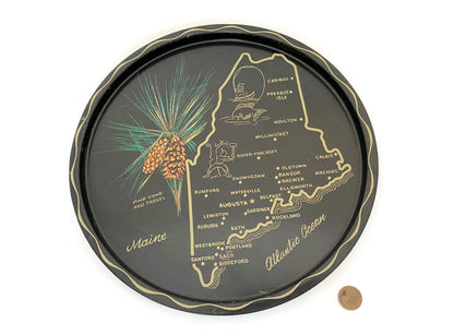 Vintage Mid Century Metal Maine Souvenir Tray