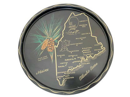 Vintage Mid Century Metal Maine Souvenir Tray
