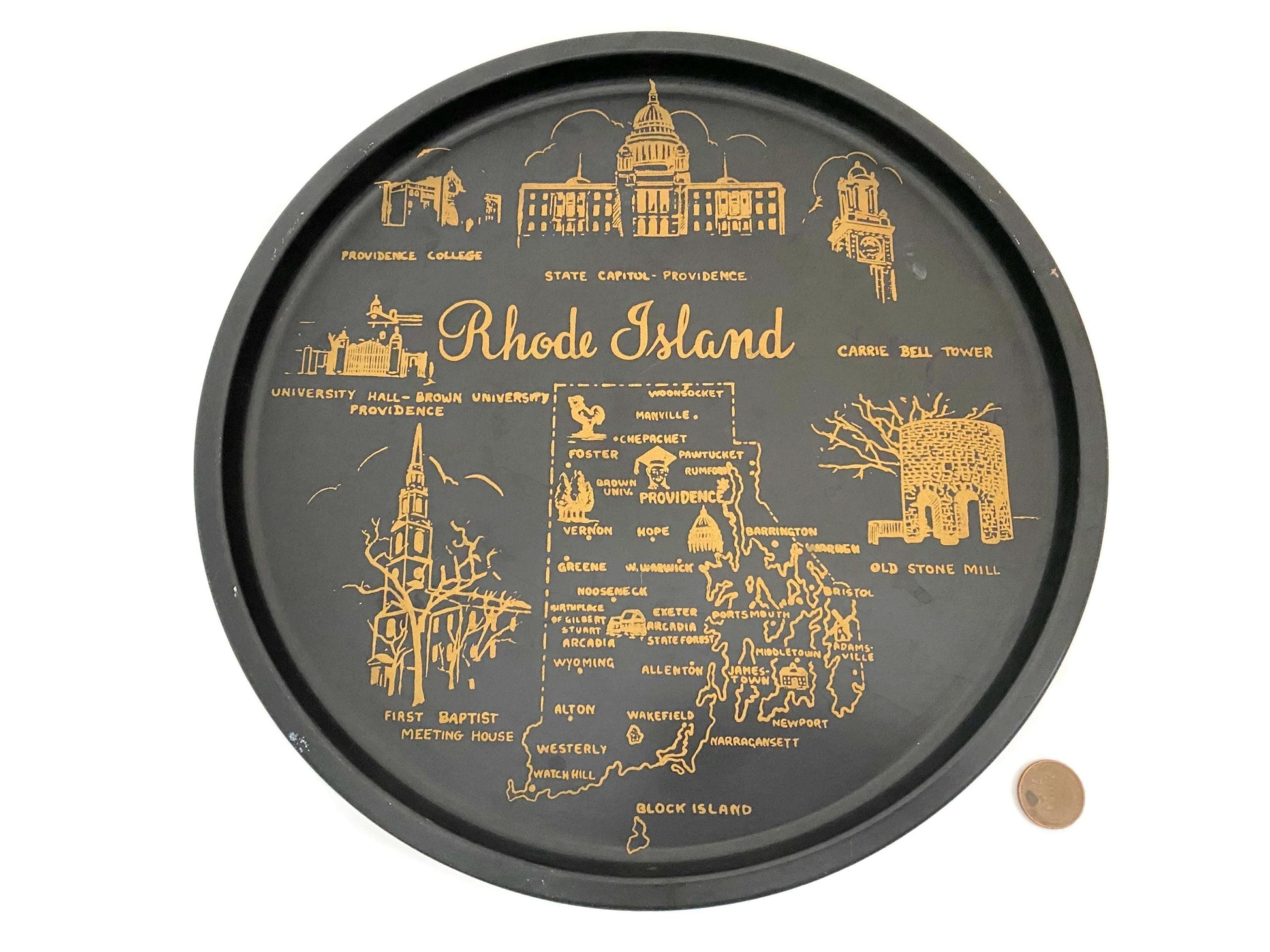 Rhode Island Black Metal Tray