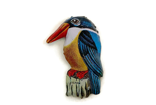 Midcentury Tin Litho Bird Pin Made in Japan