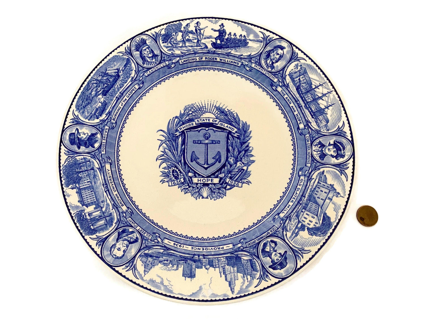 Vintage State of Rhode Island Souvenir Plate by Wedgwood