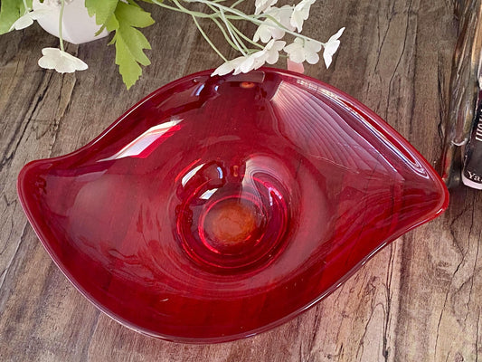 MCM Red Glass Dish by Viking Glass at Duckwells