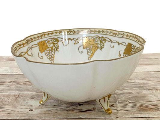 Antique Nippon Bowl with Handpainted Moriage Grapes