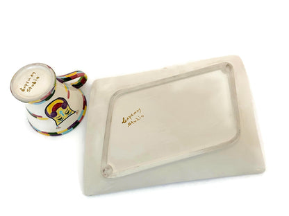 Vintage Pottery Snack Set with Theatrical Masks