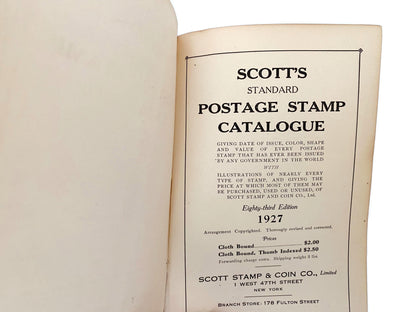 Antique Postage Stamp Catalogue 1927