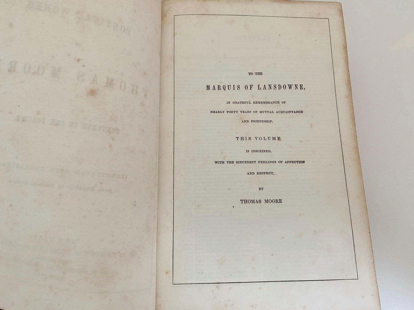 Antique Book, 1849 The Poetical Works of Thomas Moore