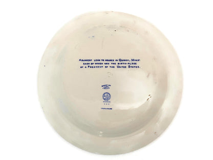 Quincy Presidential Birthplaces Plate Back