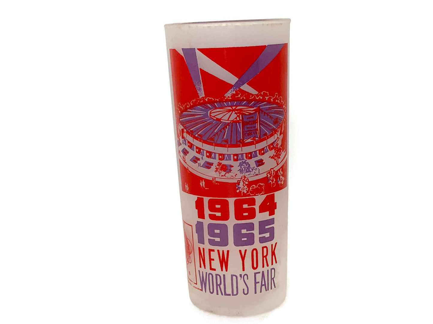 Midcentury 1964 1965 New York World's Fair Glass Tumbler, Queens NY Souvenir at Duckwells