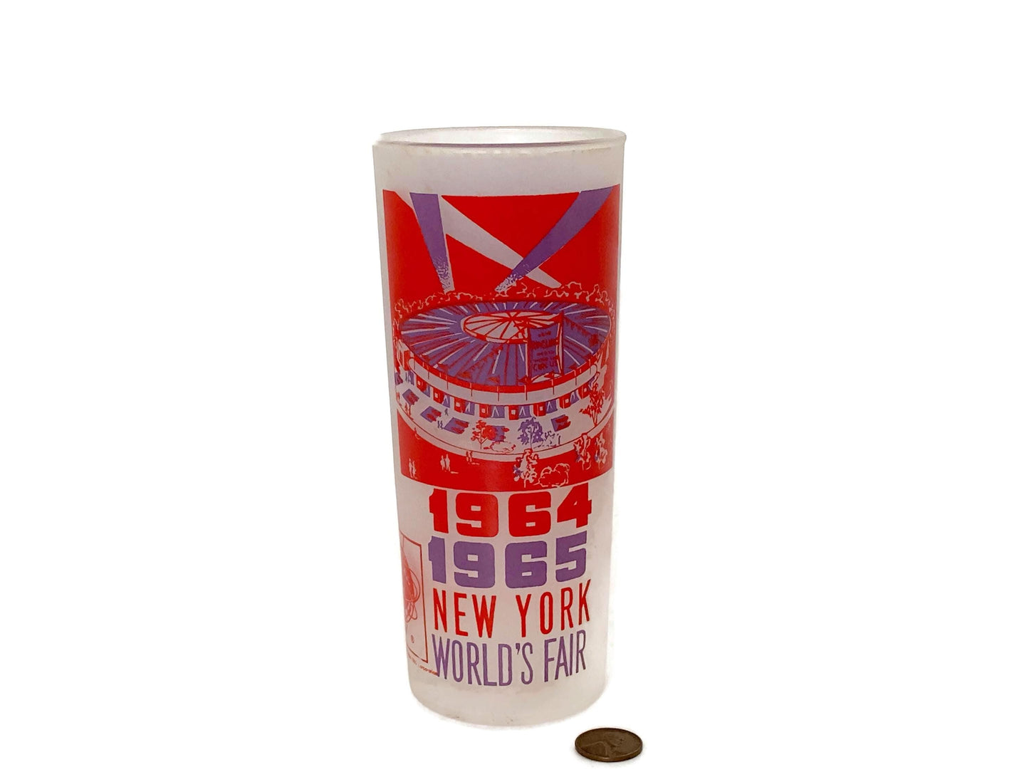Midcentury 1964 1965 New York World's Fair Glass Tumbler, Queens NY Souvenir at Duckwells