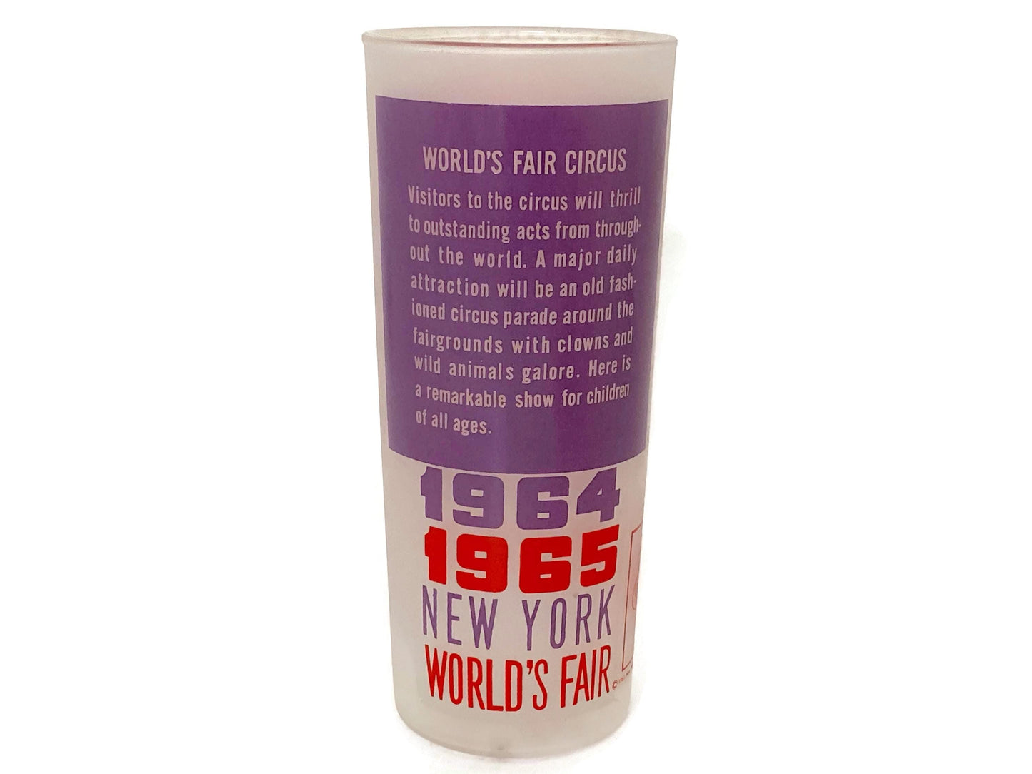 Midcentury 1964 1965 New York World's Fair Glass Tumbler, Queens NY Souvenir at Duckwells